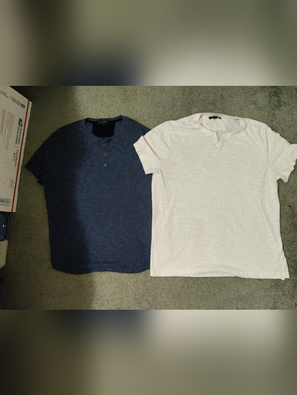 Two Banana Republic Short Sleeve Henley Tees - Navy & White